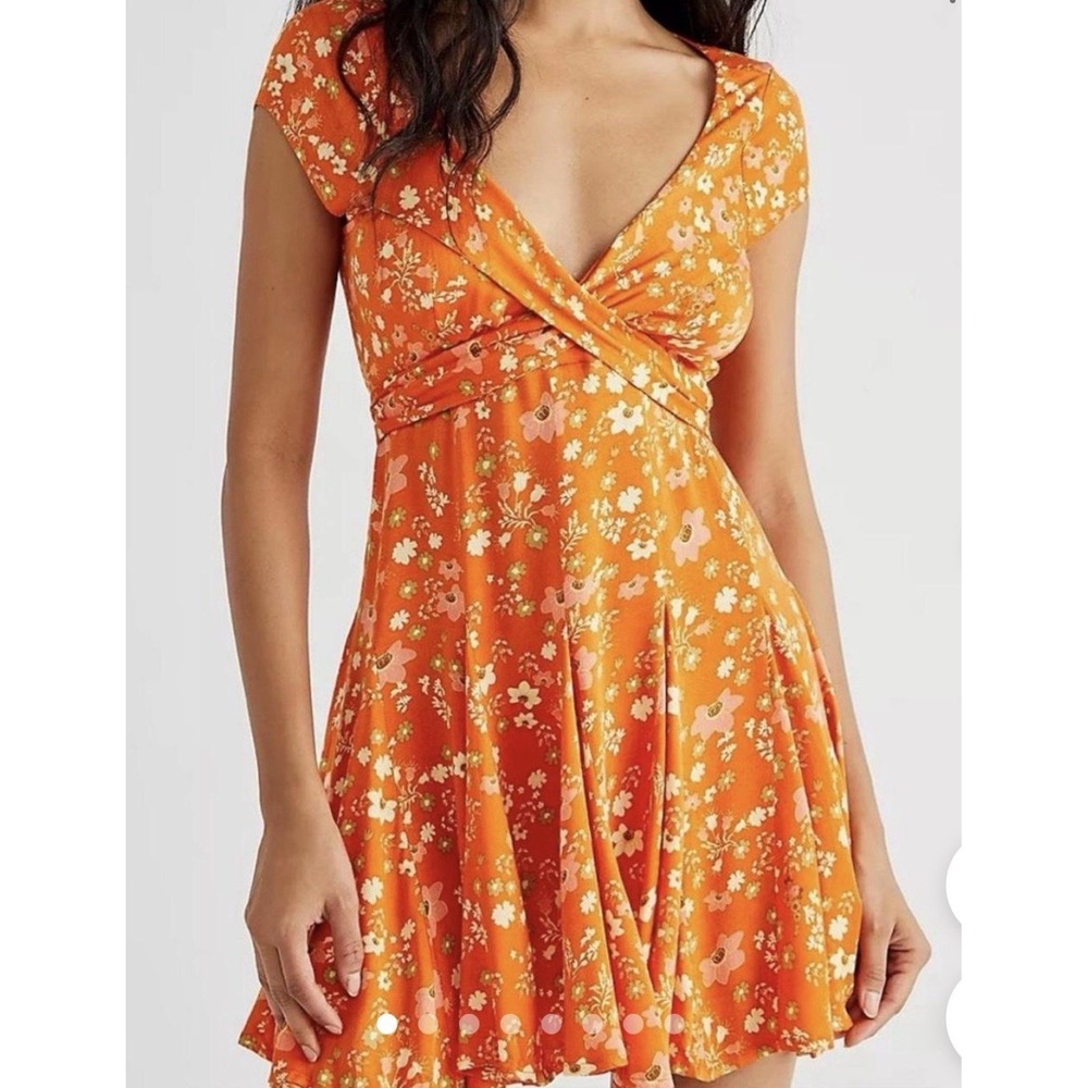 Free People Dress Free People It Takes Two Wrap Orange Mini Dress Size M